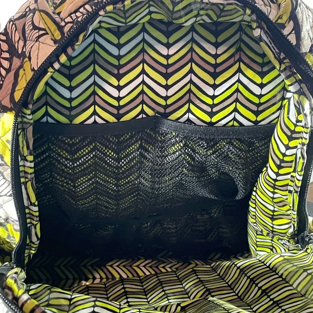 Vera Bradley Yellow Black Floral Quilted Baby Backpack